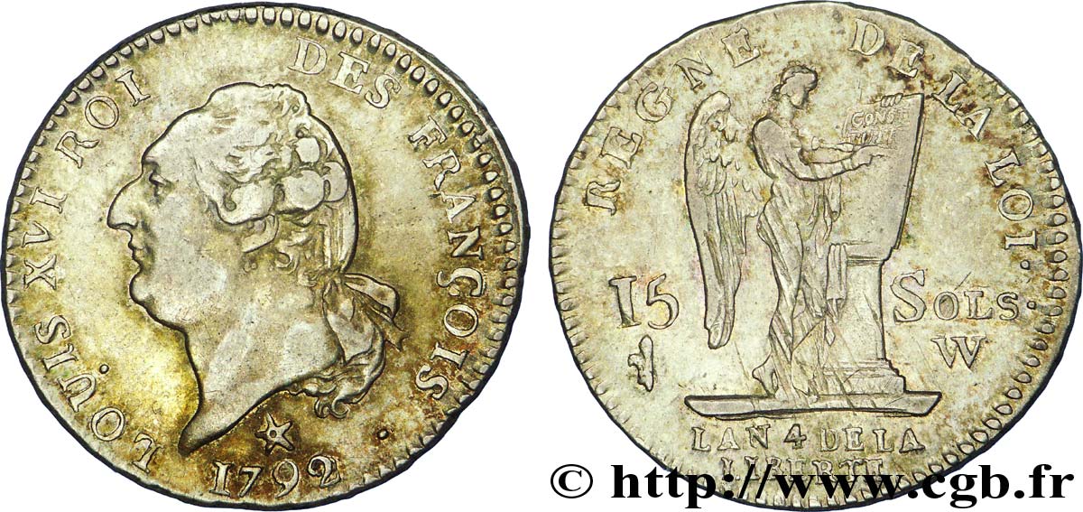 LOUIS XVI 15 sols dit  au génie , type FRANÇOIS 1792 Lille SS