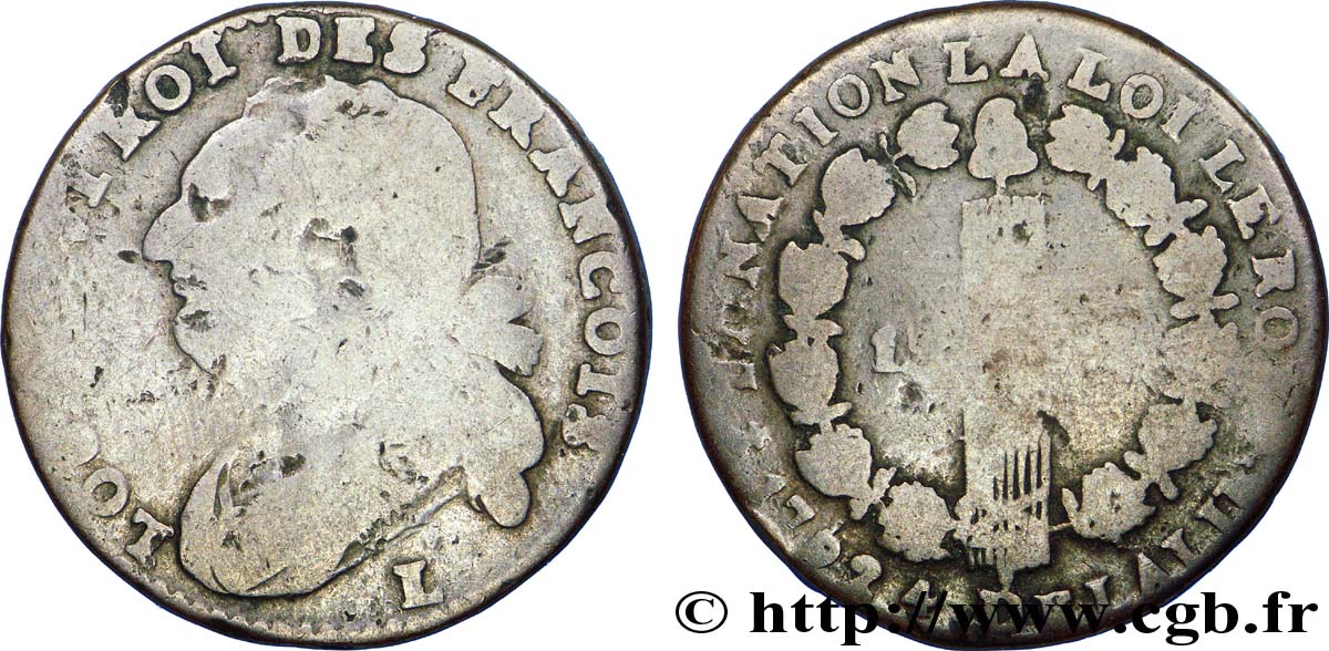 LOUIS XVI 12 deniers dit &nbsp;au faisceau&nbsp;, type FRANCOIS 1792 Bayonne SGE
