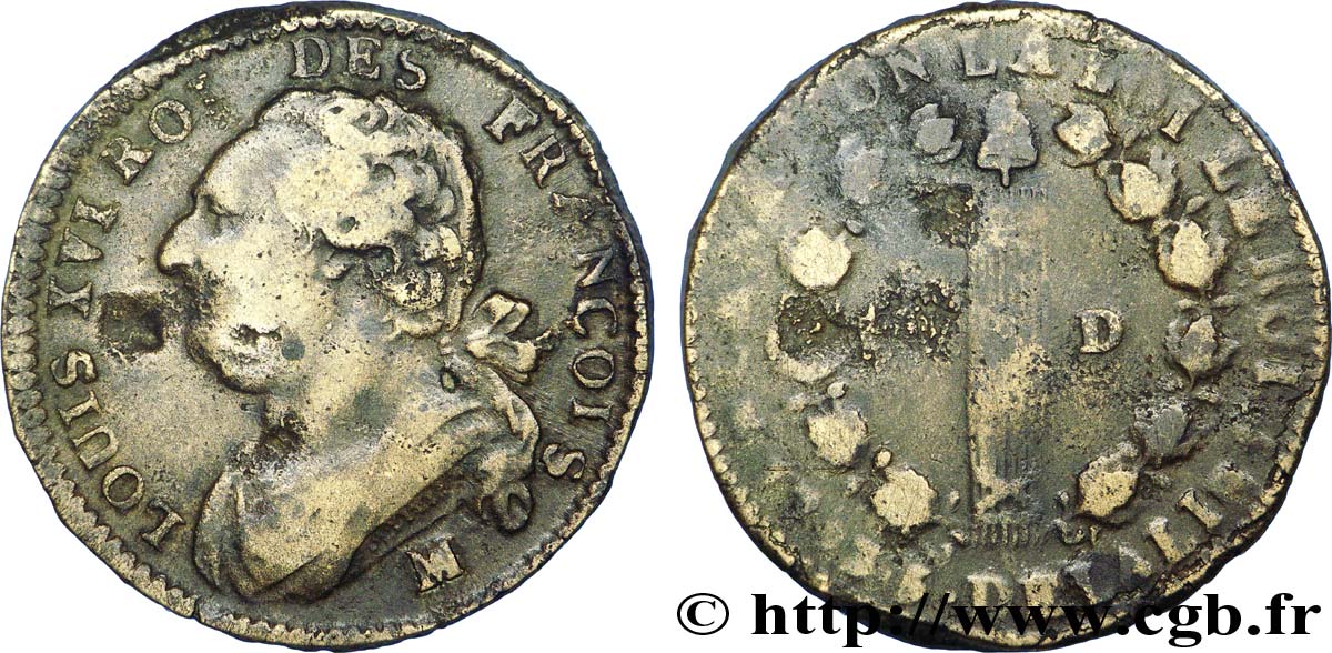 CONVENCION NACIONAL 12 deniers dit  au faisceau , type FRANCOIS 1793 Marseille RC+/RC