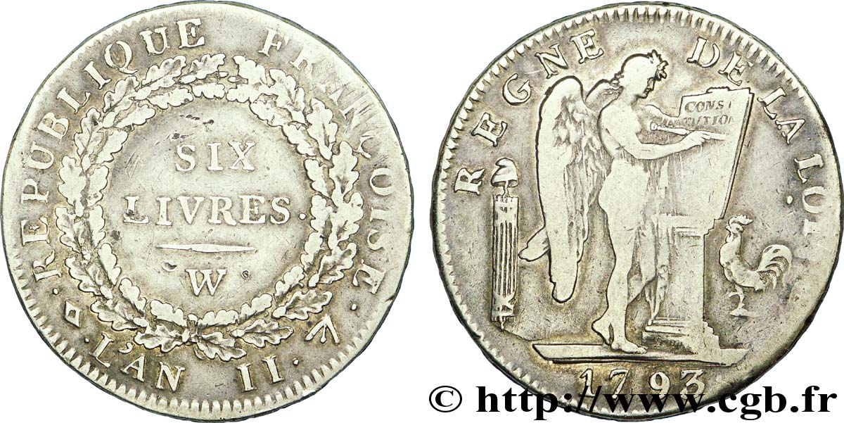 CONVENZIONE NAZIONALE Six livres dit  au génie  1793 Lille MB