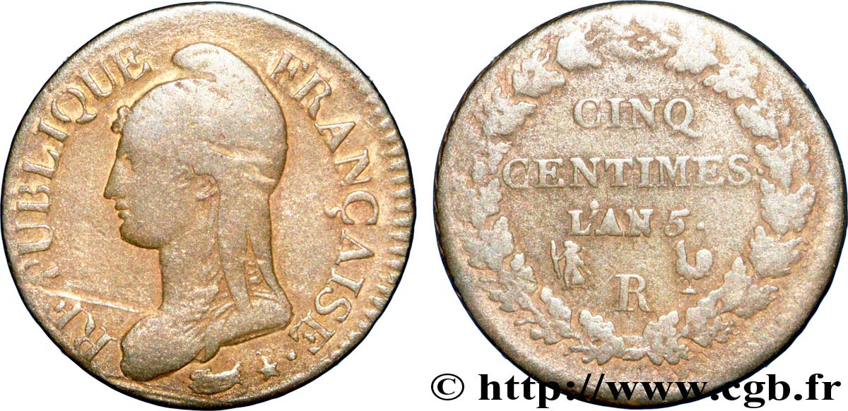 Cinq centimes Dupré, grand module 1797 Orléans F.115/28 S 
