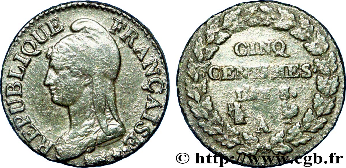 Cinq centimes Dupré, grand module 1800 Paris F.115/93 BC 