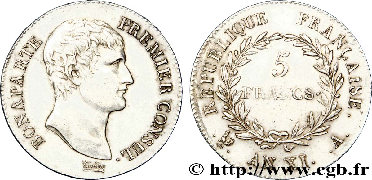 5 francs Bonaparte Premier Consul 1803 Paris F.301/1 SUP 