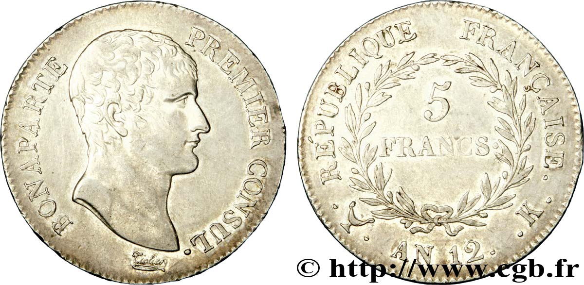 5 francs Bonaparte Premier Consul 1804 Bordeaux F.301/17 MBC 
