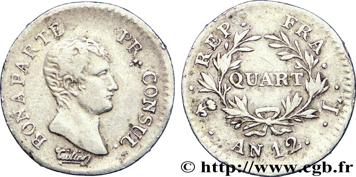 Quart (de franc) Bonaparte Premier Consul 1804 Bayonne F.157/5 BC 