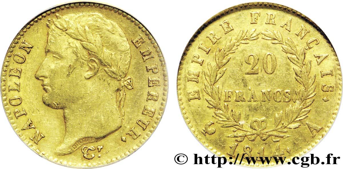 20 francs or Napoléon tête laurée, Empire français 1814 Paris F.516/39 TTB 