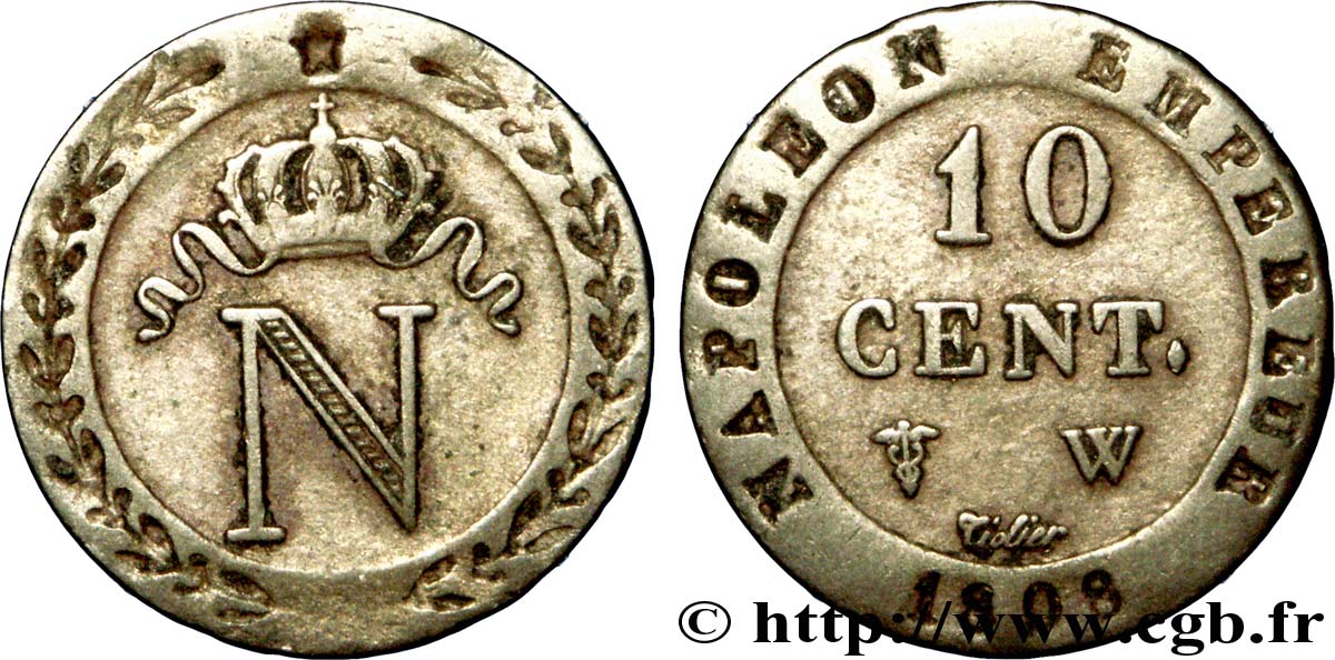 10 cent. à l N couronnée 1808 Lille F.130/9 BB 