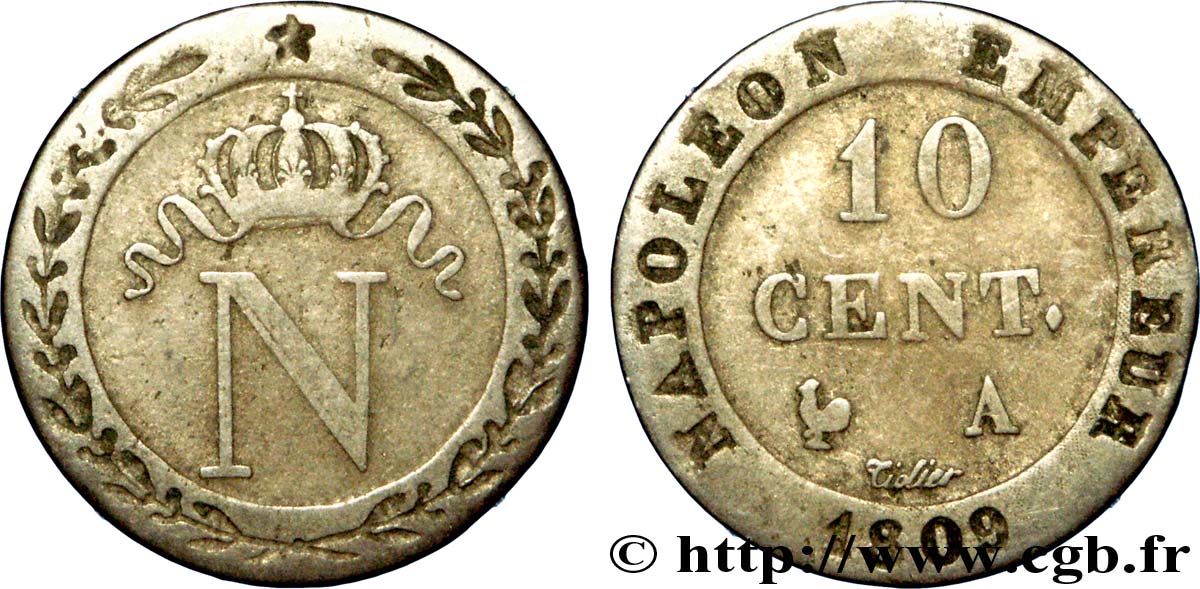 10 cent. à l N couronnée 1809 Paris F.130/10 BC 