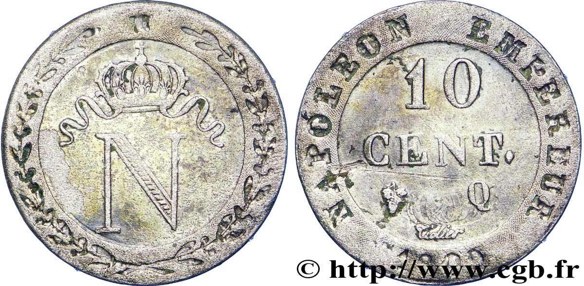 10 cent. à l N couronnée 1809 Perpignan F.130/17 BB 