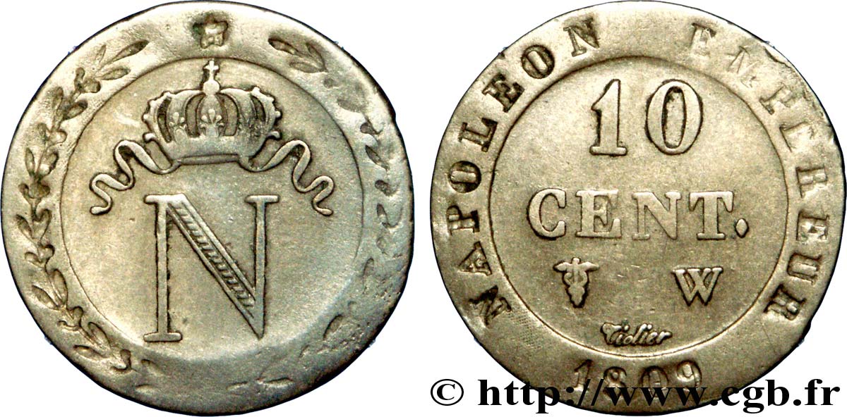 10 cent. à l N couronnée 1809 Lille F.130/19 TTB 