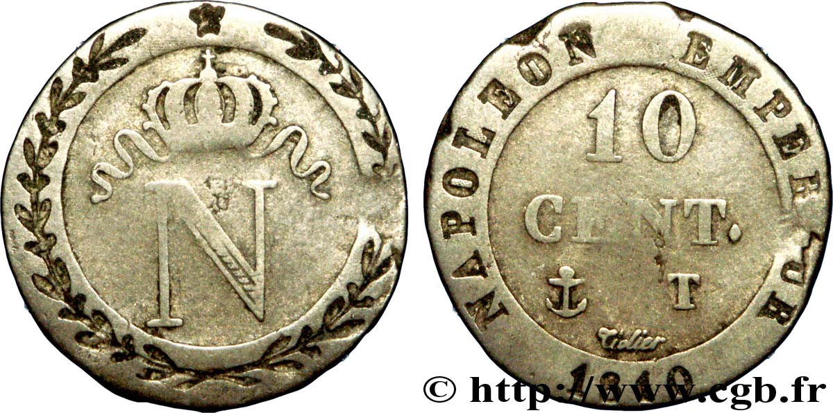 10 cent. à l N couronnée 1810 Nantes F.130/24 MB 