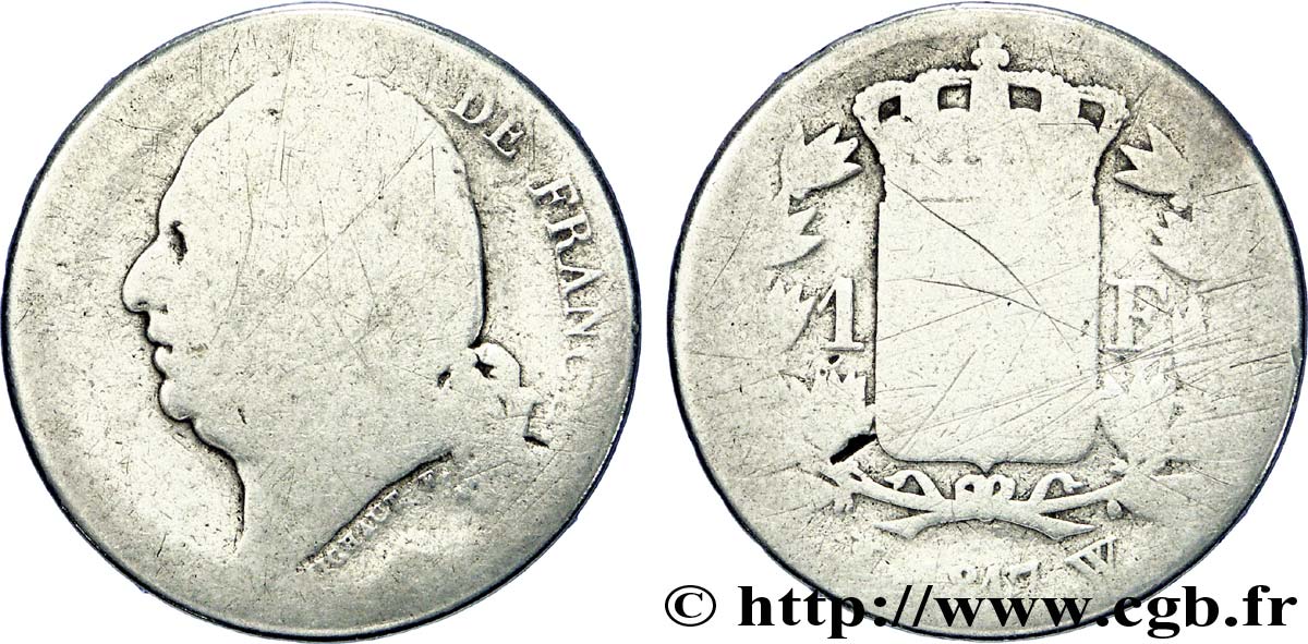 1 franc Louis XVIII 1817 Lille F.206/17 q.B 