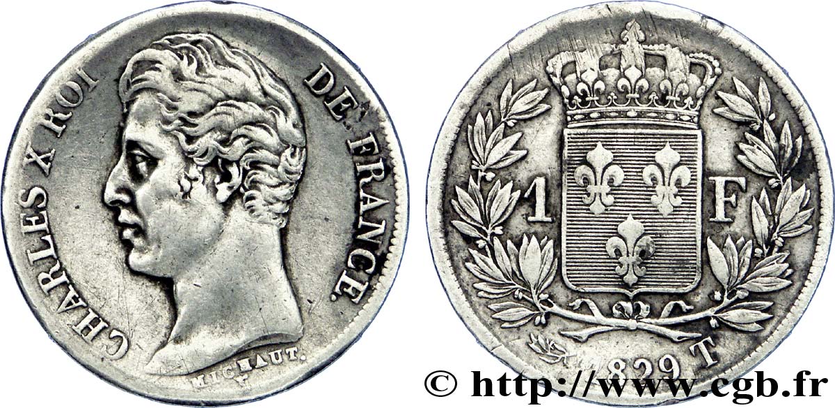 1 franc Charles X 1829 Nantes F.207A/24 MB 
