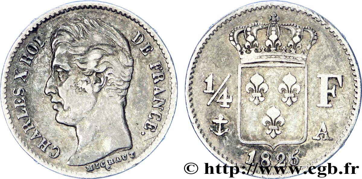 1/4 franc Charles X 1825 Paris F.164/1 BB 
