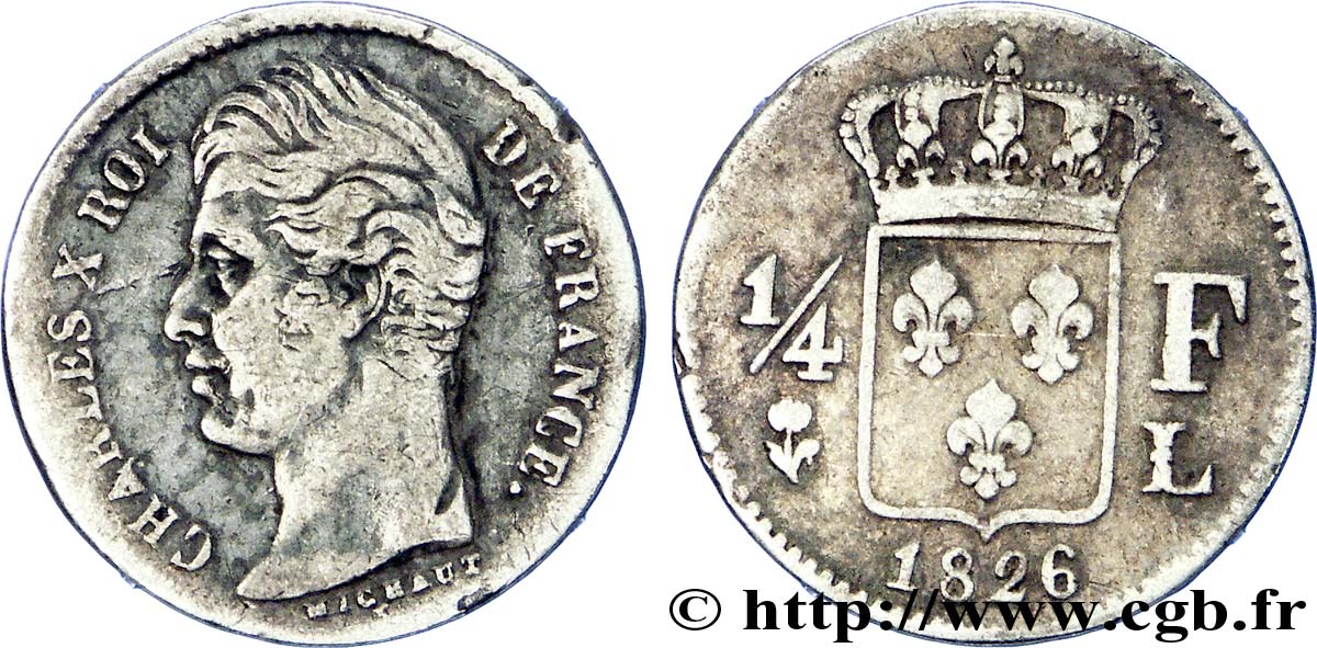 1/4 franc Charles X 1826 Bayonne F.164/5 BC 