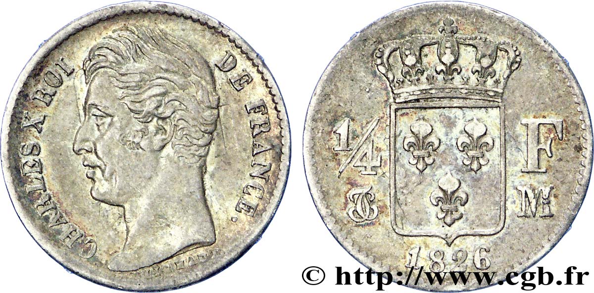 1/4 franc Charles X 1826 Toulouse F.164/6 SS 