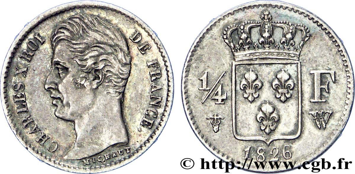 1/4 franc Charles X 1826 Lille F.164/9 VZ 