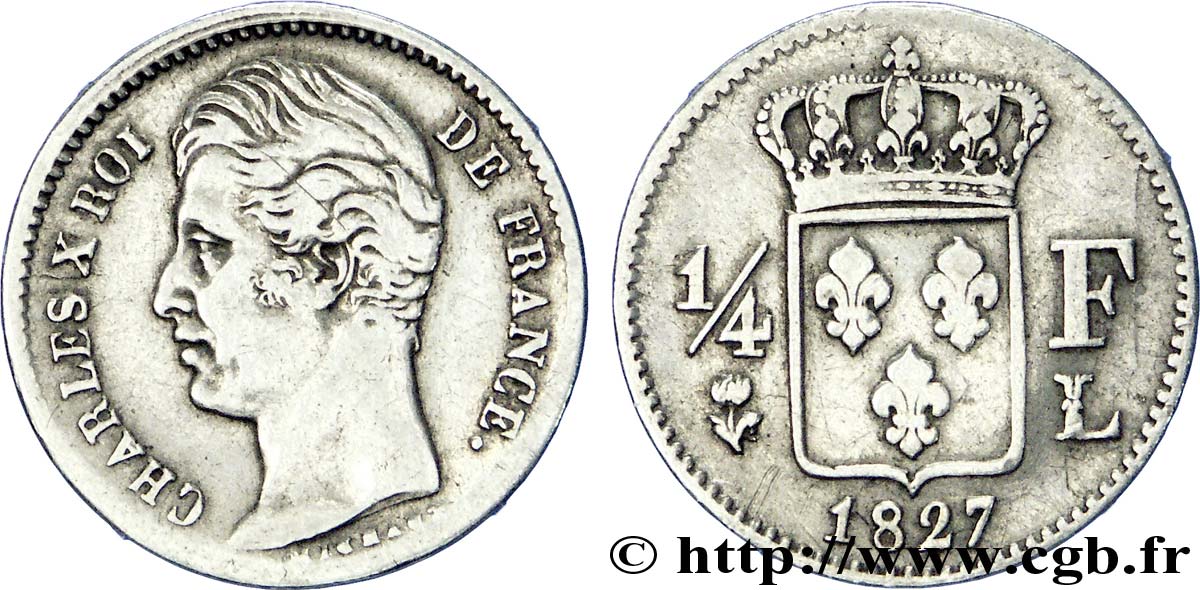 1/4 franc Charles X 1827 Bayonne F.164/15 BC 