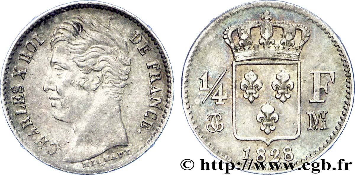 1/4 franc Charles X 1828 Toulouse F.164/25 XF 