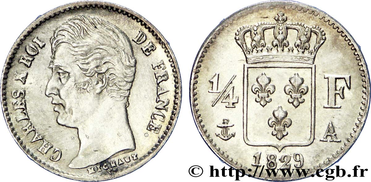 1/4 franc Charles X 1829 Paris F.164/29 SUP 