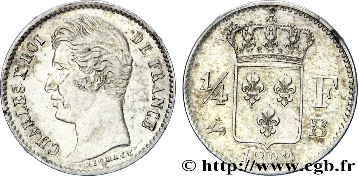 1/4 franc Charles X 1829 Rouen F.164/30 SPL 