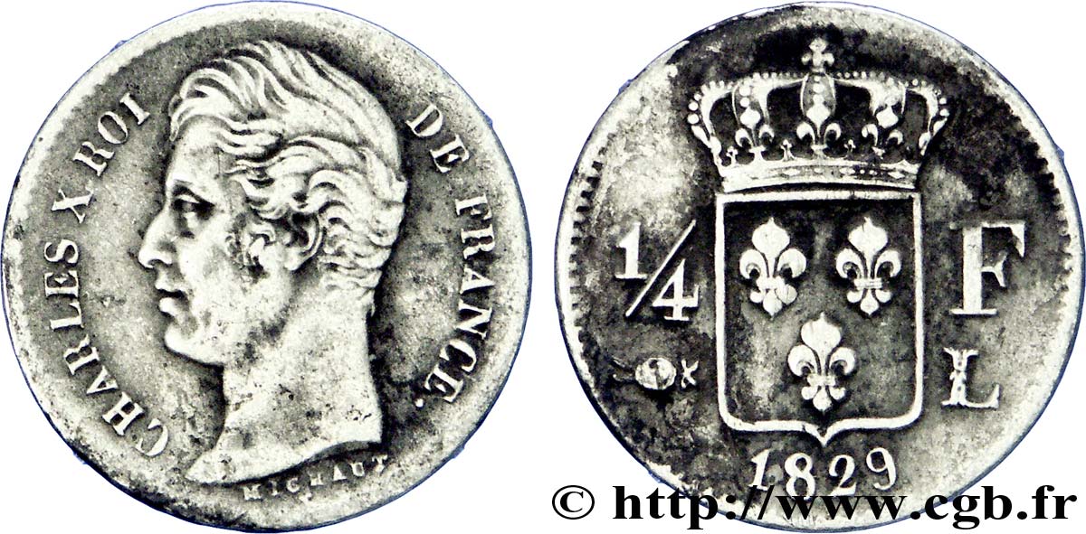 1/4 franc Charles X 1829 Bayonne F.164/35 MBC 