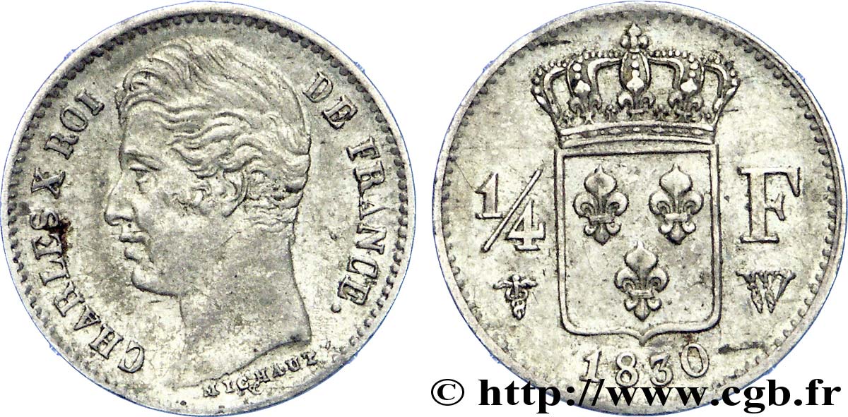 1/4 franc Charles X 1830 Lille F.164/42 BB 