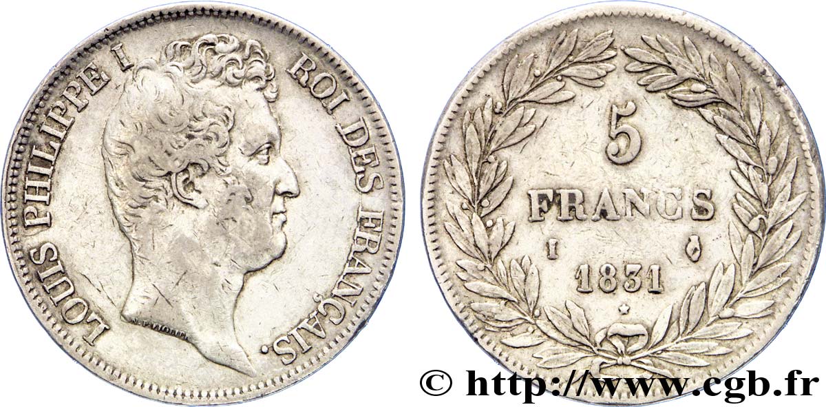 5 francs type Tiolier avec le I, tranche en creux 1831 Limoges F.315/6 BB 