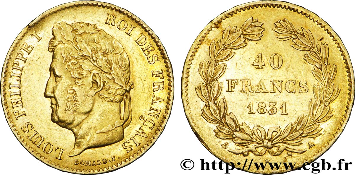 40 francs or Louis-Philippe 1831 Paris F.546/1 TTB 