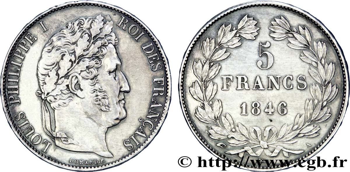 5 francs, IIIe type Domard 1846 Paris F.325/10 VZ 