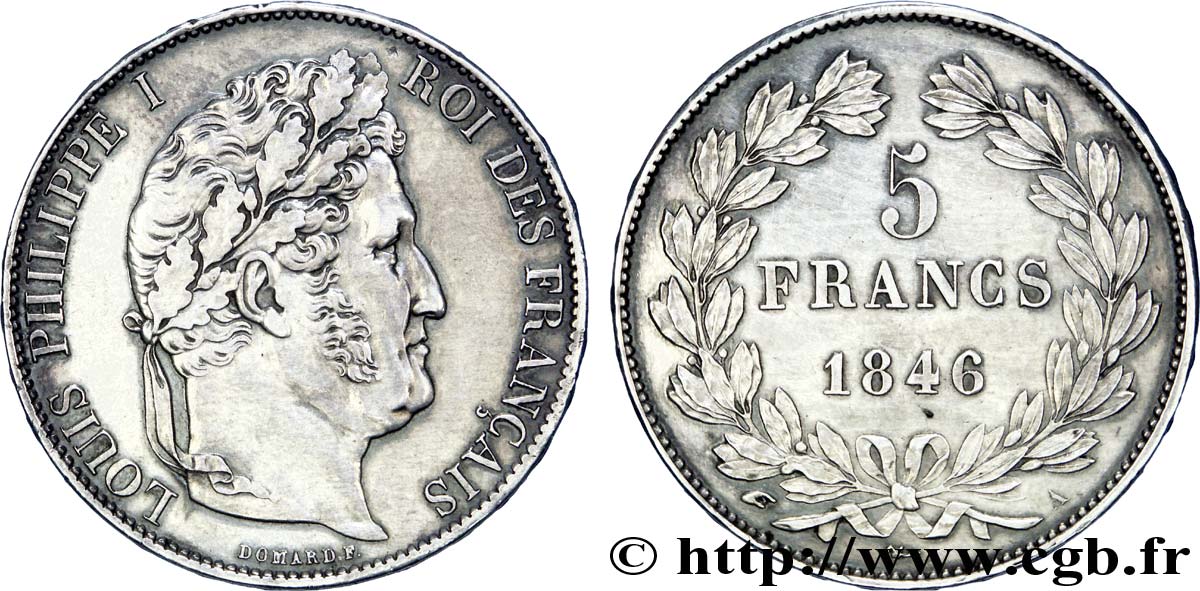 5 francs, IIIe type Domard 1846 Paris F.325/10 SUP 