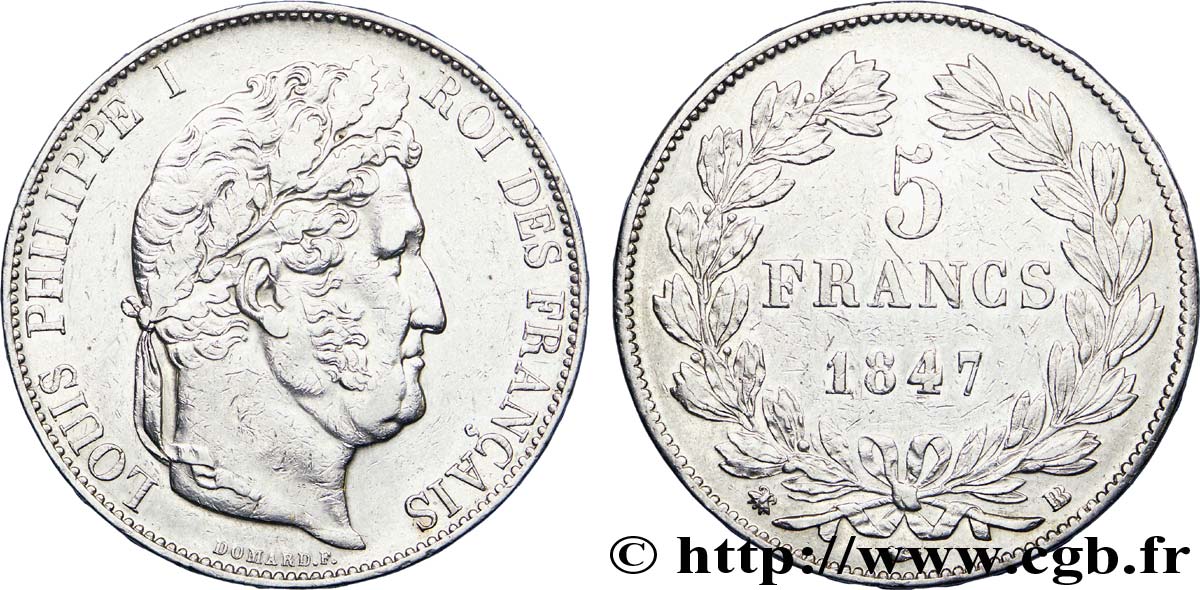 5 francs, IIIe type Domard 1847 Strasbourg F.325/15 BB 