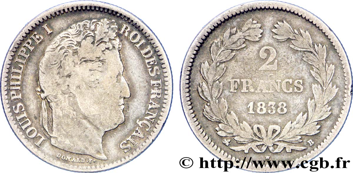 2 francs Louis-Philippe 1838 Rouen F.260/66 VF 