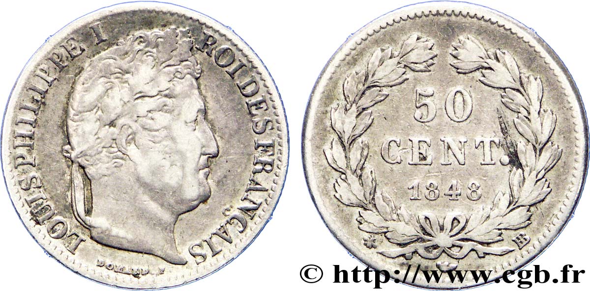 50 centimes Louis-Philippe 1848 Strasbourg F.183/17 VF 