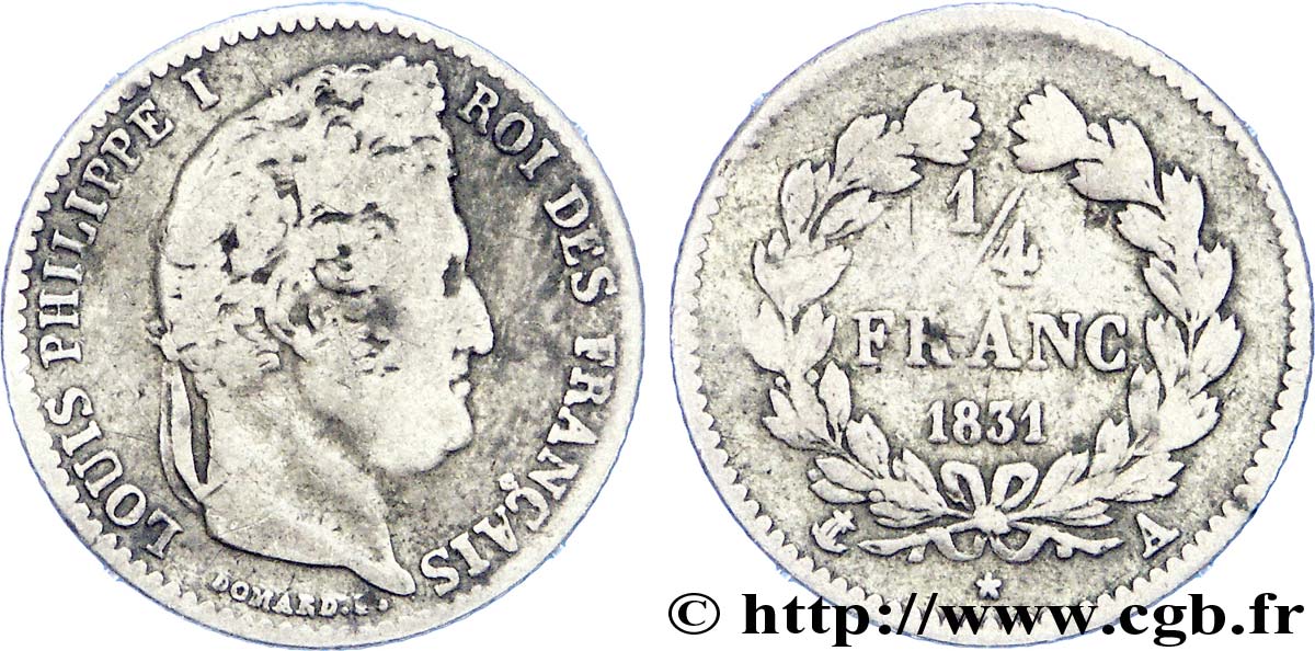 1/4 franc Louis-Philippe 1831 Paris F.166/1 SGE 