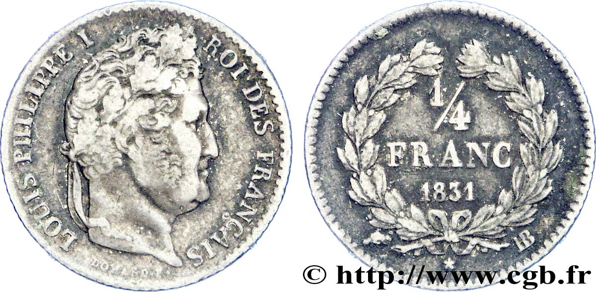 1/4 franc Louis-Philippe 1831 Strasbourg F.166/3 TB 