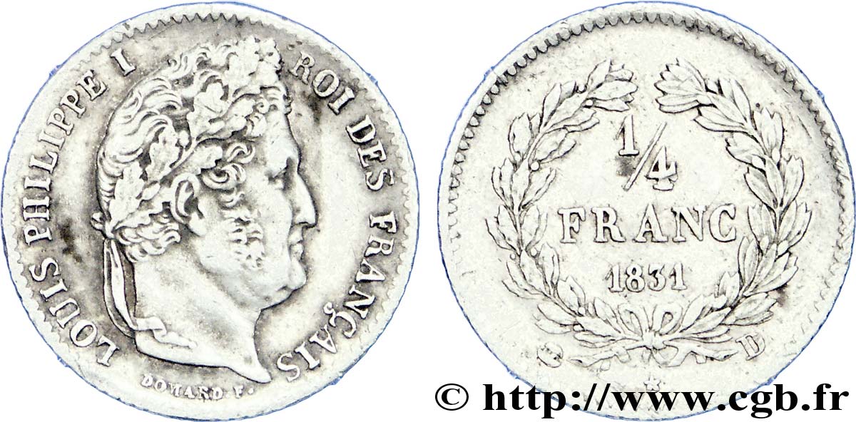 1/4 franc Louis-Philippe 1831 Lyon F.166/4 XF 
