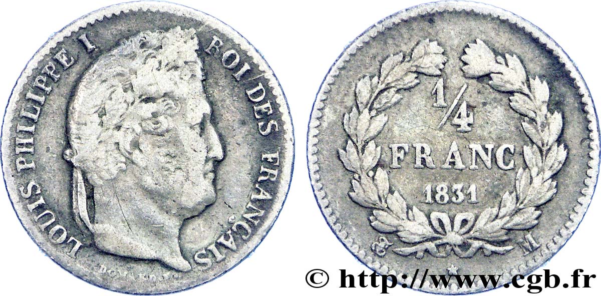 1/4 franc Louis-Philippe 1831 Toulouse F.166/9 MB 