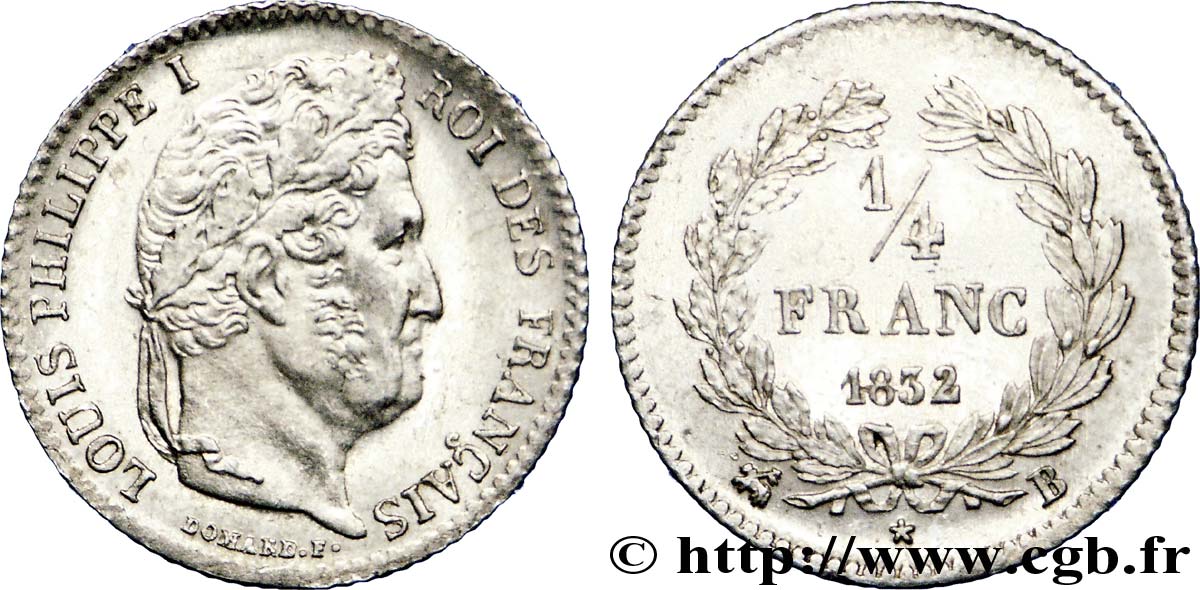 1/4 franc Louis-Philippe 1832 Rouen F.166/15 SUP 