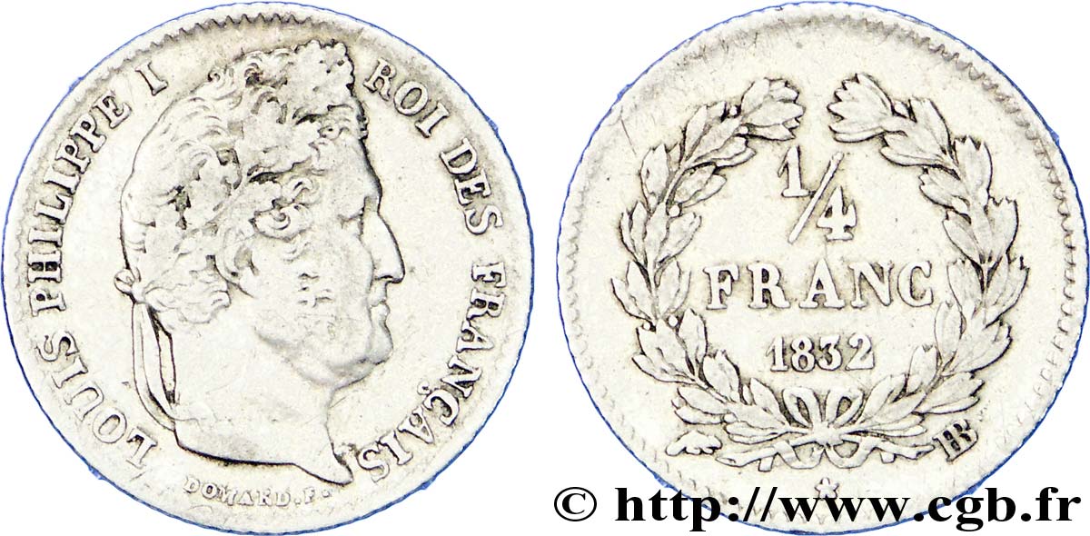 1/4 franc Louis-Philippe 1832 Strasbourg F.166/17 MB 