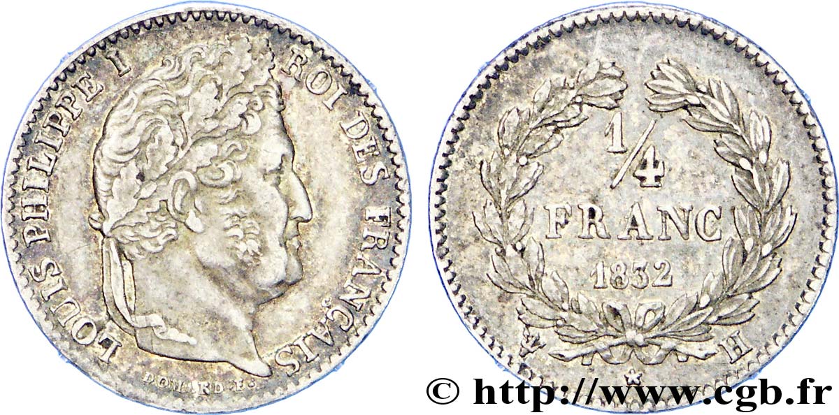 1/4 franc Louis-Philippe 1832 La Rochelle F.166/19 XF 