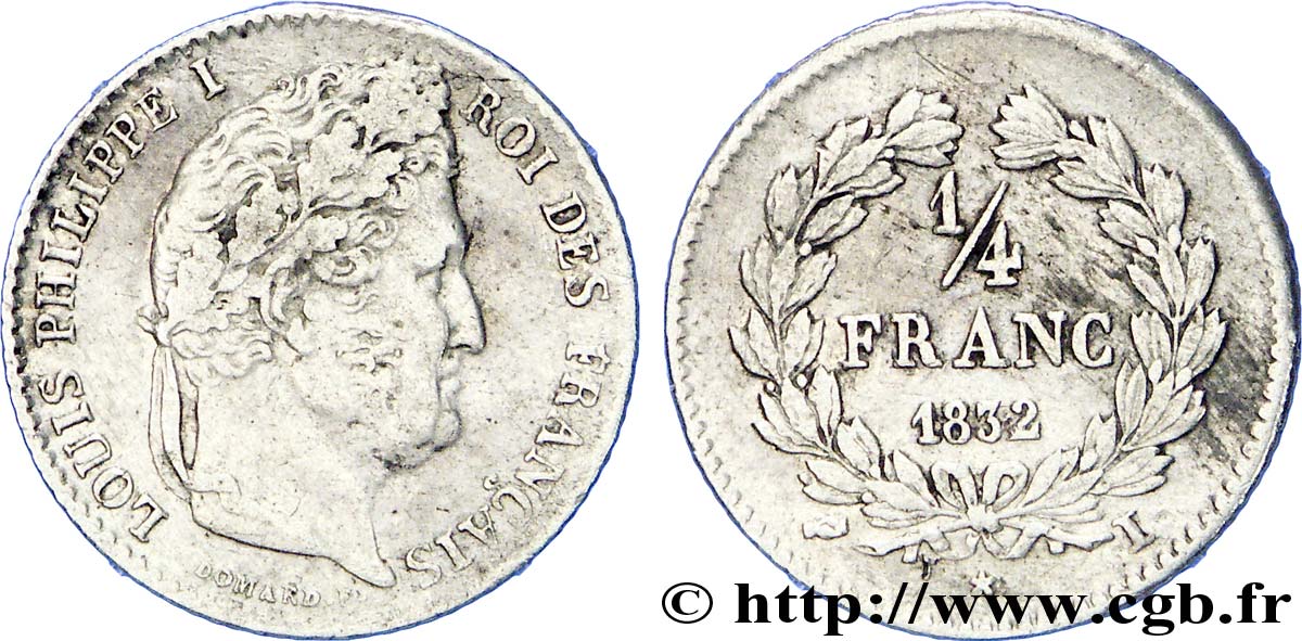 1/4 franc Louis-Philippe 1832 Limoges F.166/20 MBC 