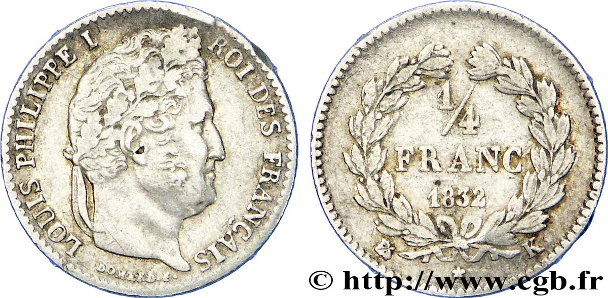 1/4 franc Louis-Philippe 1832 Bordeaux F.166/22 BB 
