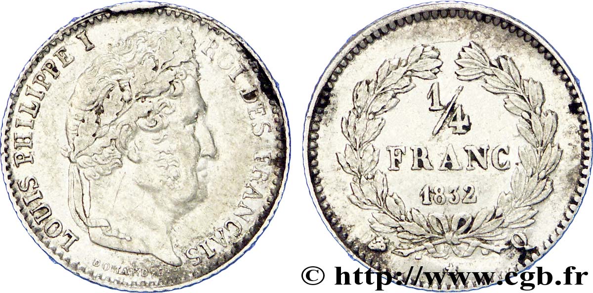 1/4 franc Louis-Philippe 1832 Perpignan F.166/26 XF 
