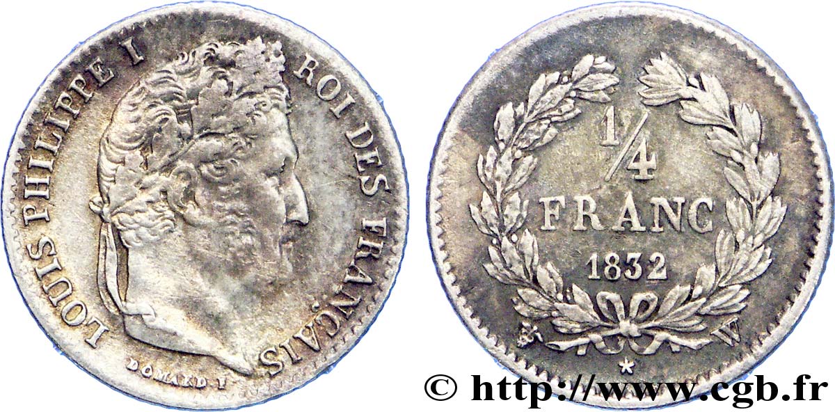 1/4 franc Louis-Philippe 1832 Lille F.166/28 XF 