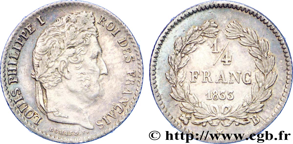 1/4 franc Louis-Philippe 1833 Rouen F.166/31 AU 