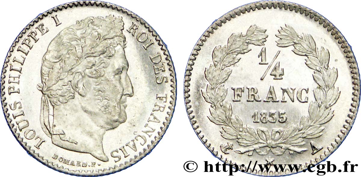 1/4 franc Louis-Philippe 1835 Paris F.166/49 fST 