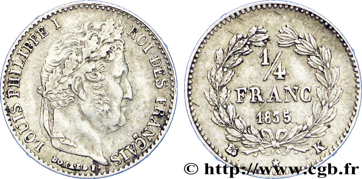 1/4 franc Louis-Philippe 1835 Bordeaux F.166/55 MBC 