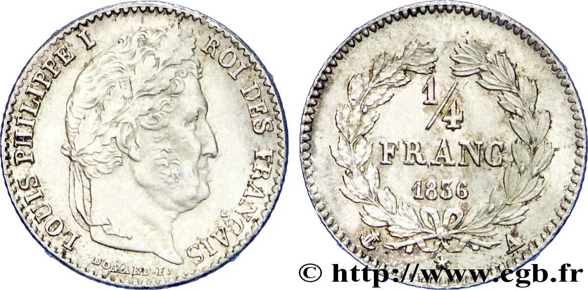 1/4 franc Louis-Philippe 1836 Paris F.166/59 SUP 
