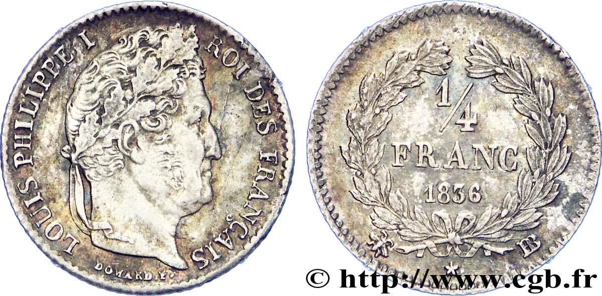 1/4 franc Louis-Philippe 1836 Strasbourg F.166/61 SPL 